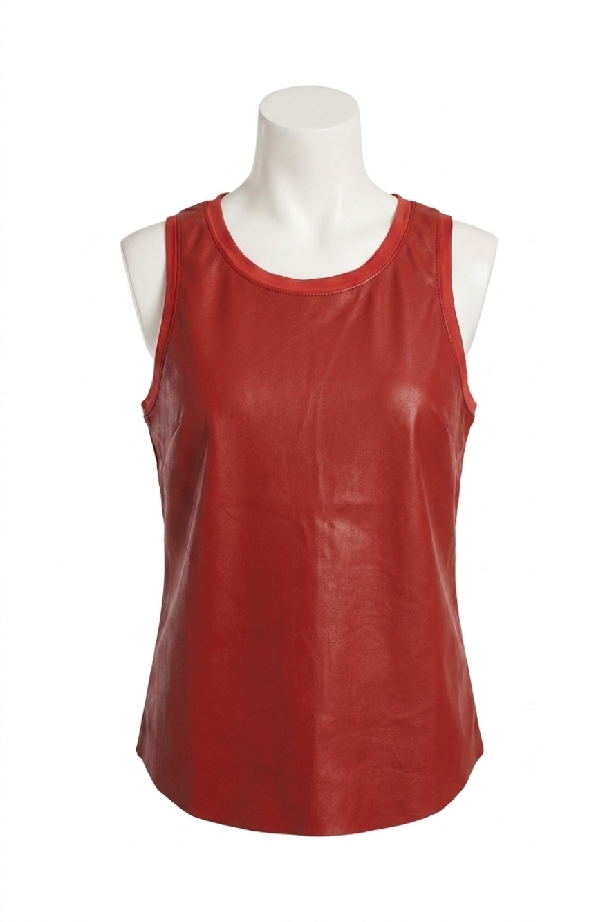 NEW ANOTHER LOVE carmela faux leather tank in pomegranate